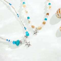 Starfish Necklace Conch Beaded Shell Collarbone Chain - Nimall