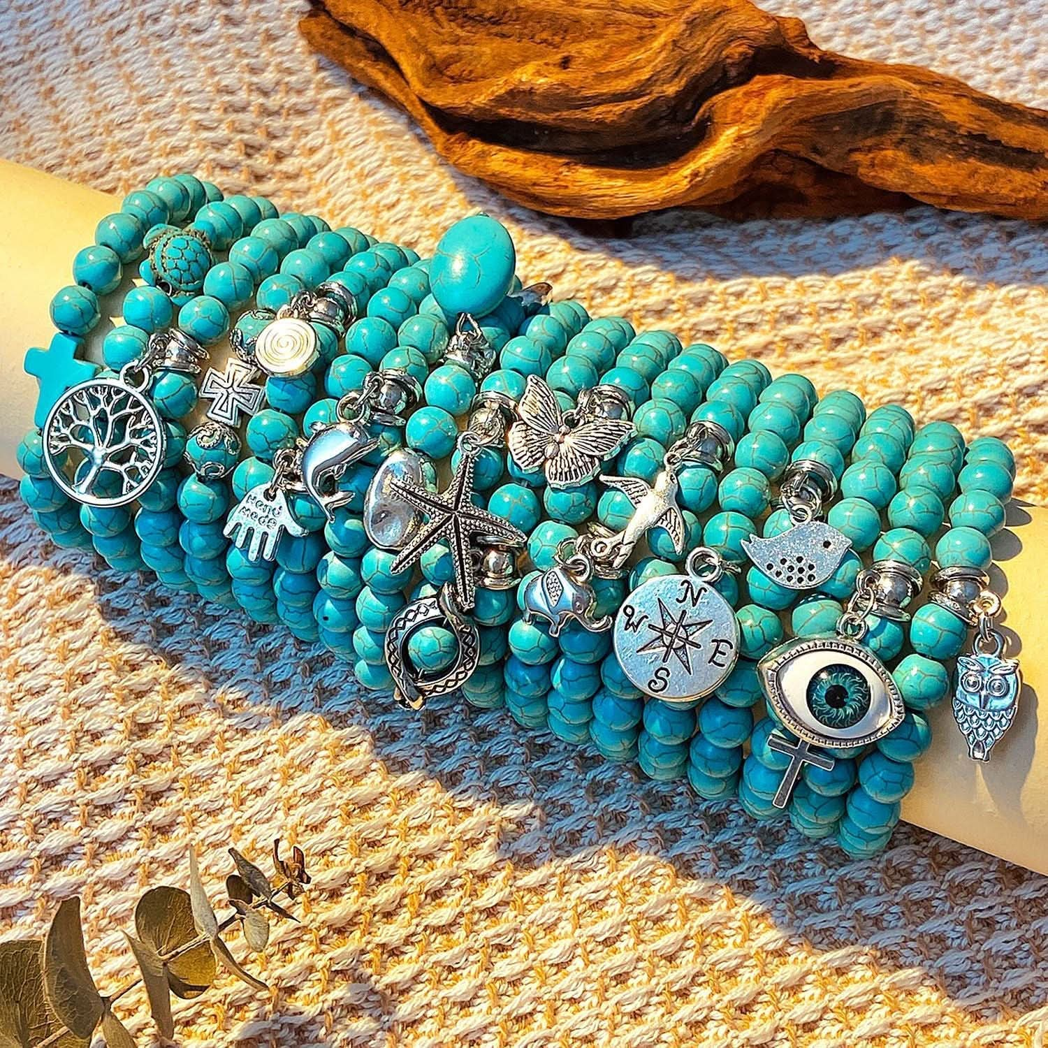 Starfish Turtle Bracelet Turquoise Beaded Bracelet - Nimall