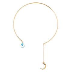 Stylish, simple and generous, diamond - encrusted moon water drop women's collar - Nimall