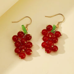 Summer retro Hong Kong style design grape earrings sweet and versatile - Nimall