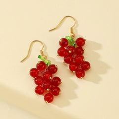 Summer retro Hong Kong style design grape earrings sweet and versatile - Nimall