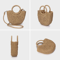 Summer Women Hand - Woven Rattan Bag Straw Purse Wicker Beach Wedding AL258 - Nimall