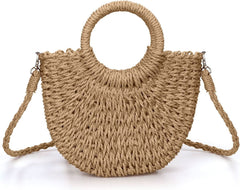 Summer Women Hand - Woven Rattan Bag Straw Purse Wicker Beach Wedding AL258 - Nimall