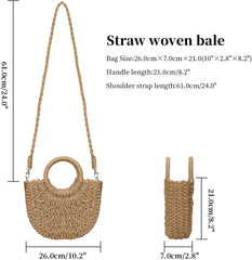 Summer Women Hand - Woven Rattan Bag Straw Purse Wicker Beach Wedding AL258 - Nimall