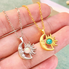 Sun and Moon Necklace Personalized Design Sun and Moon Pendant Clavicle Chain - Nimall