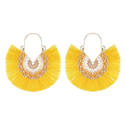 Tassel earrings retro exaggerated fan - shaped lace pattern earrings earrings - Nimall