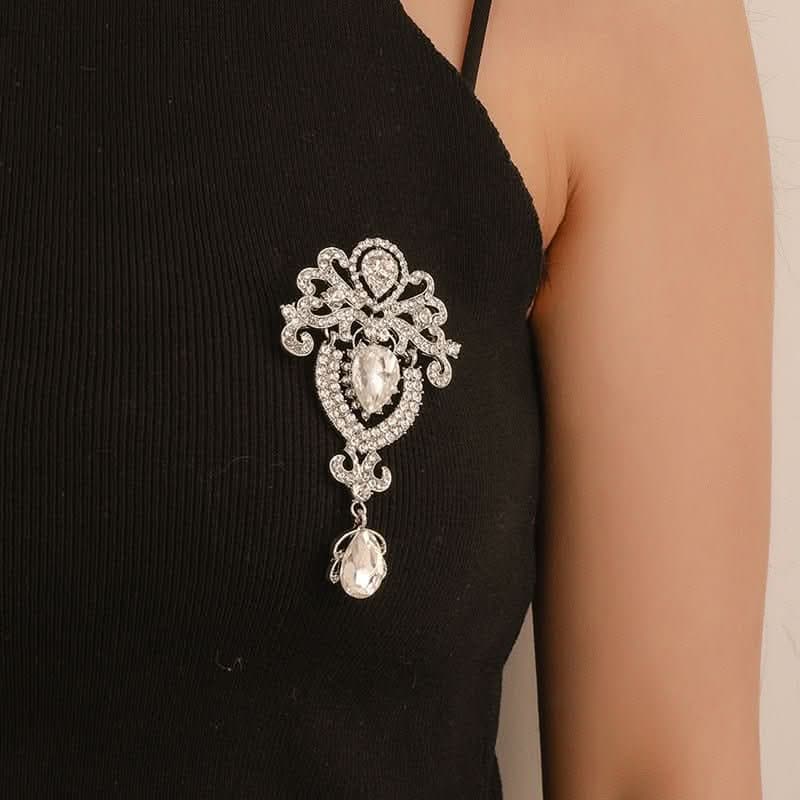 Temperament Brooch Fashion Crown Crystal Coat Pin Collar Pin - Nimall