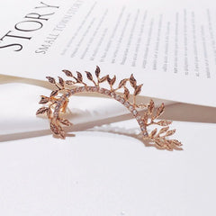 Temperament leaf diamond stud earrings creative single exaggerated ear clips - Nimall