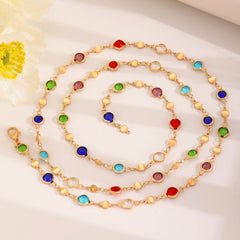 Temperament simple fashion colored crystal pearl necklace women's niche sweater chain - Nimall