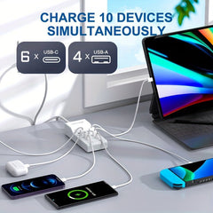 The New Model Multi - port Charger (6 USB - C) + (4 USB - A) Multi - port Fast Charger - Nimall