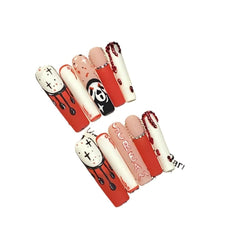 Thriller Skull Ketchup Nail Art Fake Nail Sticker Pure Hand Wearing Nail Fake Nail - Nimall