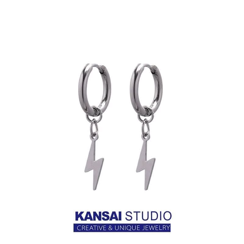 Titanium steel lightning pendant earrings hip hop cool earrings - Nimall