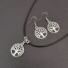 Tree of Life Shape Pendant Necklace and Earrings - Nimall