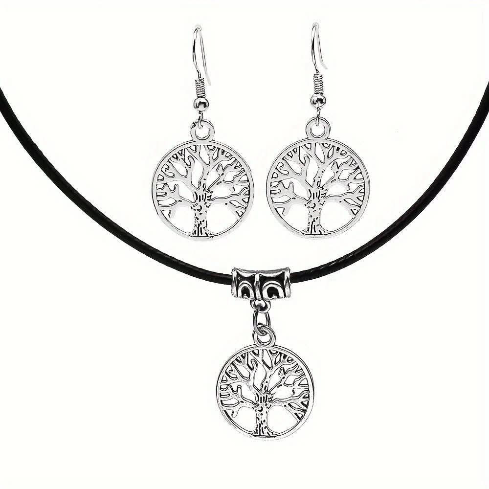 Tree of Life Shape Pendant Necklace and Earrings - Nimall