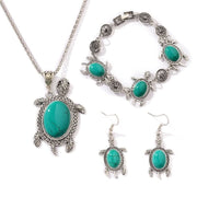 Turtle Turquoise Earrings Bracelet Necklace Three - piece Retro Fashion - Nimall