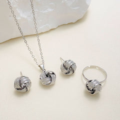 Twisted Knot Jewelry Set Female Creative Knot Necklace Earrings Ring - Nimall