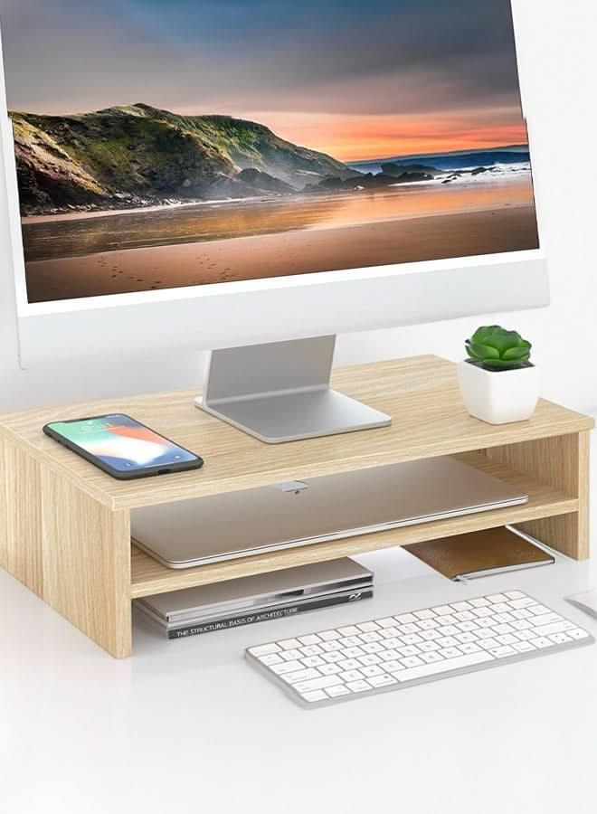 Two-tier computer monitor stand with shelf AL175 - Nimall