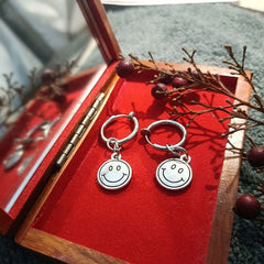 Unisex titanium steel smiley face earrings - Nimall