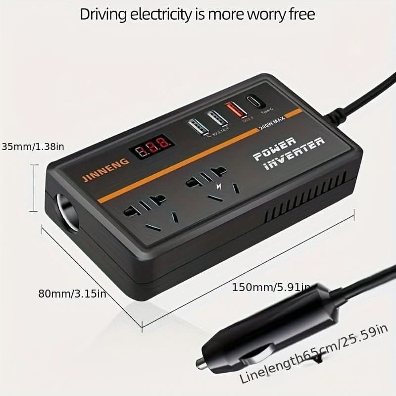 Universal 12V/24V Car Power Inverter with 4 USB Ports Intelligent Fast Charging - Nimall