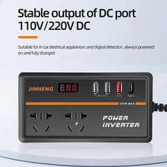 Universal 12V/24V Car Power Inverter with 4 USB Ports Intelligent Fast Charging - Nimall