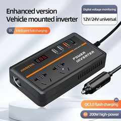 Universal 12V/24V Car Power Inverter with 4 USB Ports Intelligent Fast Charging - Nimall