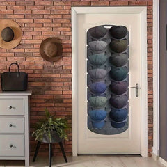 Versatile Linen & Natural Fiber Hat Organizer - Wall - Mounted With Clips For Easy Access, Perfect For Baseball Caps And Travel Gear - Nimall