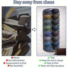 Versatile Linen & Natural Fiber Hat Organizer - Wall - Mounted With Clips For Easy Access, Perfect For Baseball Caps And Travel Gear - Nimall