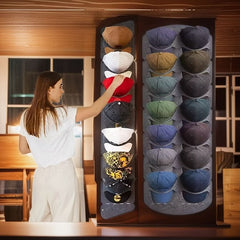 Versatile Linen & Natural Fiber Hat Organizer - Wall - Mounted With Clips For Easy Access, Perfect For Baseball Caps And Travel Gear - Nimall