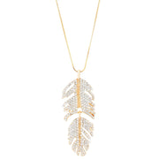 Versatile long necklace for women, diamond - encrusted feather leaf pendant - Nimall