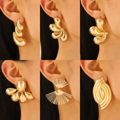 Vintage comma teardrop stud earrings simple glossy water drop petal earrings - Nimall