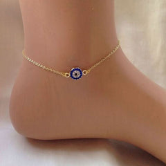 Vintage Fashion Diamond Set Geometric Demon's Eye Anklet Women's Soil - Nimall