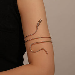 Vintage Fashion Twist Wrap Alloy Snake Animal Armband Personality Cuff Bracelet - Nimall