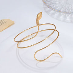 Vintage Fashion Twist Wrap Alloy Snake Animal Armband Personality Cuff Bracelet - Nimall