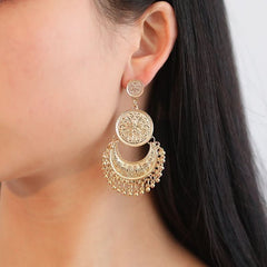 Vintage Hollow Crescent Tassel Women's Earrings - Nimall