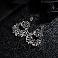 Vintage Hollow Crescent Tassel Women's Earrings - Nimall