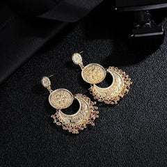 Vintage Hollow Crescent Tassel Women's Earrings - Nimall