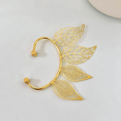 Vintage hollow leaf ear hanging women without earholes wings earbone clip earrings - Nimall