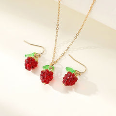 Vintage Light Luxury Raspberry Raspberry Earrings Necklace Set - Nimall