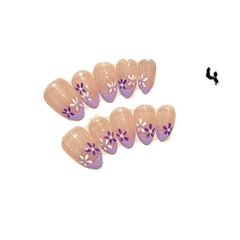 Violet manicure, gentle and white, icy temperament, small and fresh nail patch, hand - painted flower wearing nail - Nimall