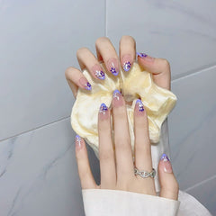 Violet manicure, gentle and white, icy temperament, small and fresh nail patch, hand - painted flower wearing nail - Nimall