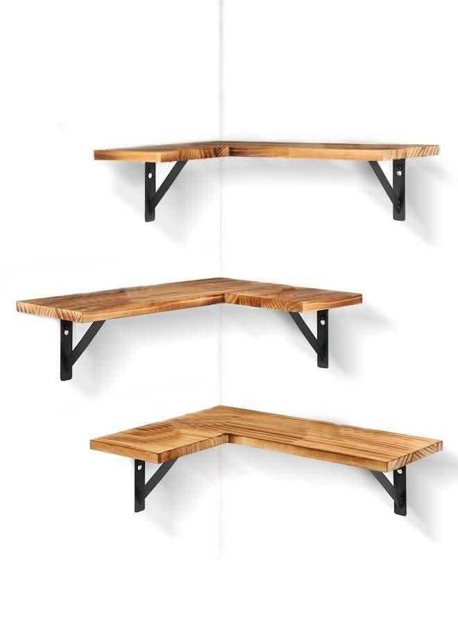 Wall Mounted Floating Corner Shelf Set of 3 NK022 AL211 - Nimall