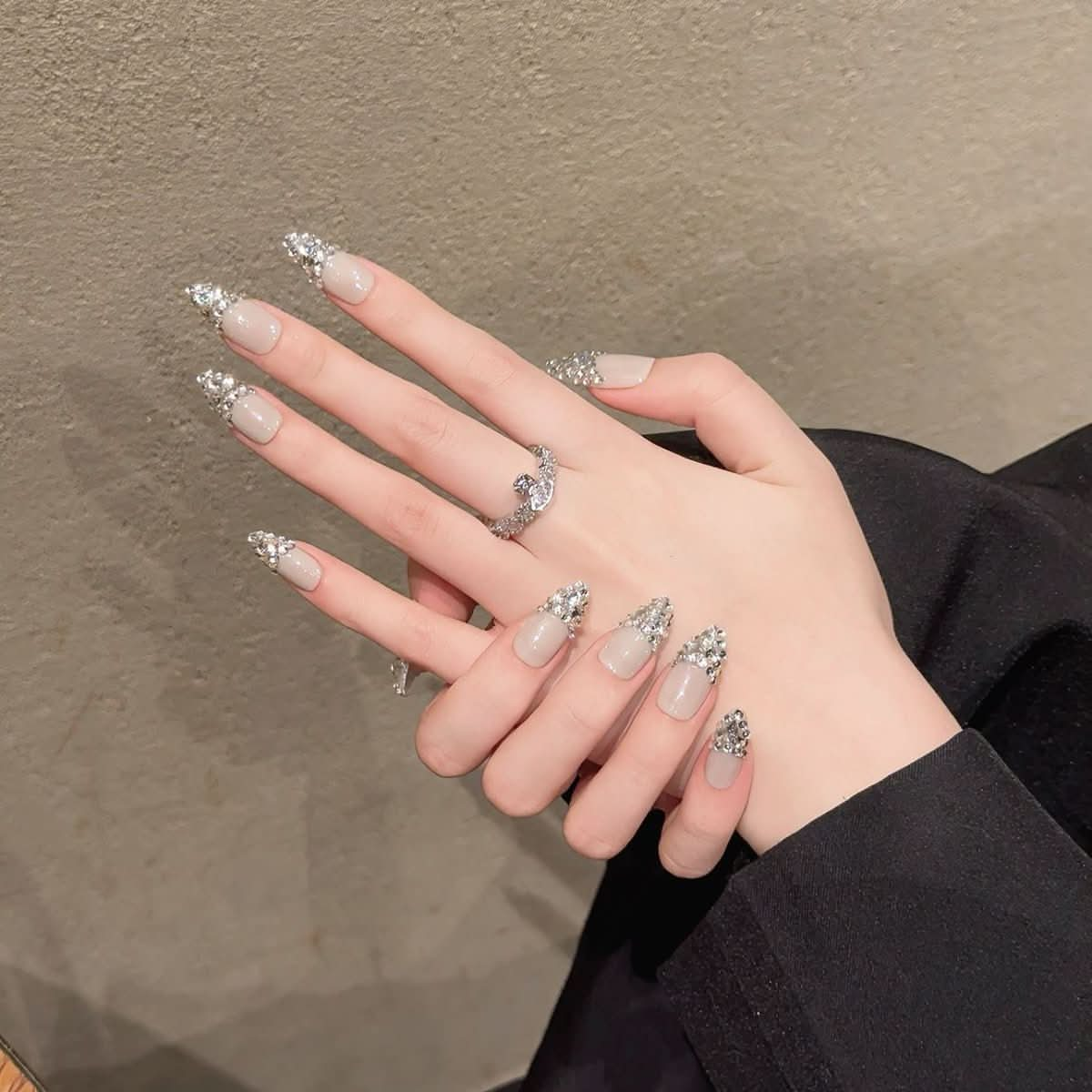 Wearing nail handmade fake nail patch advanced sense broken diamond skirt nail piece removable nail art - Nimall