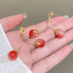 White and pink cherry stud earrings for women - Nimall