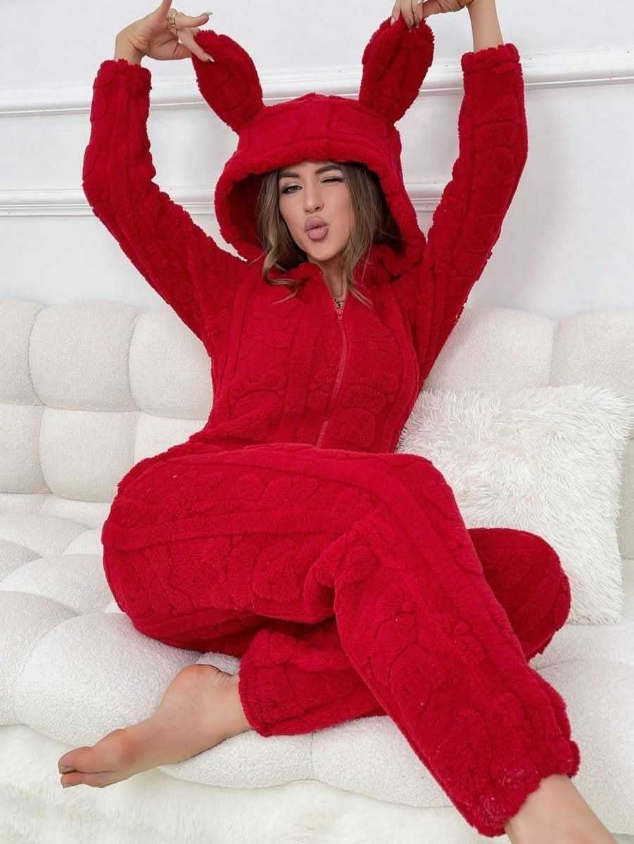 Women's Animal Ear Design Plush Pajamas Womens Lingerie - Nimall