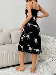 Women's Floral Print Spaghetti Strap Night Dress Womens Lingerie - Nimall