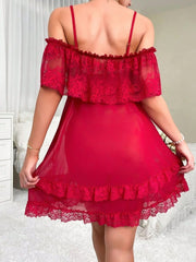 Women's Hot Suede Lace Nightdress Womens Lingerie - Nimall