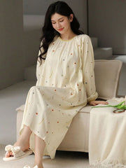 Women's Long Sleeve Simple Casual Pajama Dress Womens Lingerie - Nimall