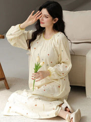 Women's Long Sleeve Simple Casual Pajama Dress Womens Lingerie - Nimall