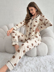 Women's Pajama Set with Bear Print Womens Lingerie - Nimall