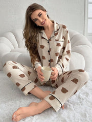 Women's Pajama Set with Bear Print Womens Lingerie - Nimall